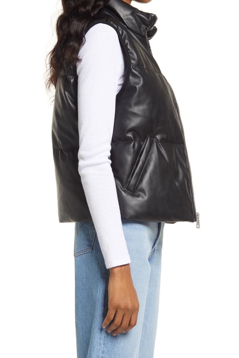 Levi's® 507™ Quilted Faux Leather Puffer Vest, Alternate, color, BLACK