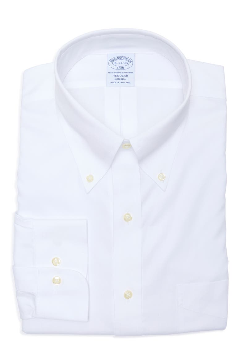 Regular Fit Non-Iron Cotton Dress Shirt, Main, color, WHITE