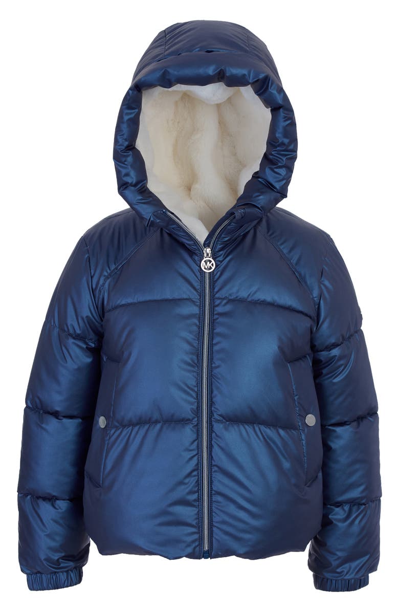 Michael Kors Kids' Iridescent Puffer Jacket, Main, color, Midnight Blue