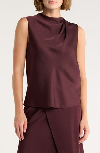 Vince Cascade Draped Sleeveless Top in Cherry Night at Nordstrom Rack, Size X-Small