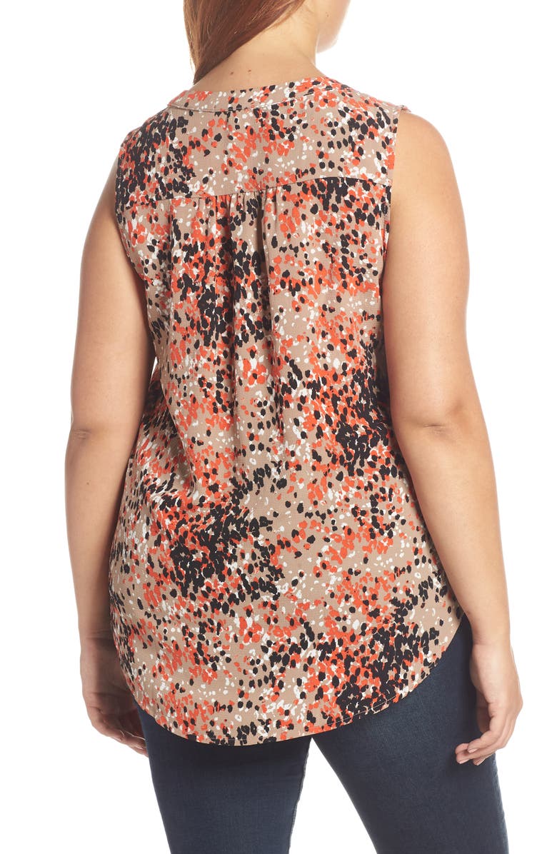 GIBSONLOOK Gibson Stretch Crepe Split Neck Sleeveless Blouse, Alternate, color,