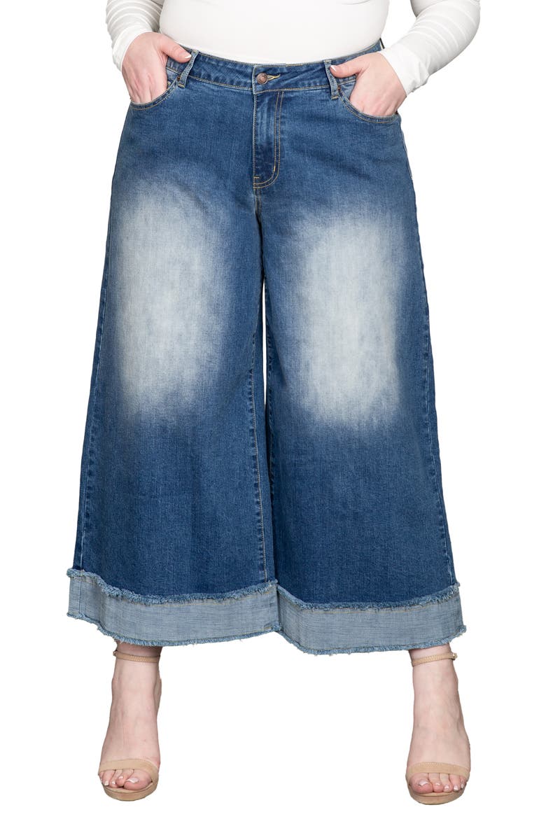 High Waist Crop Wide Leg Jeans, Main, color, TWO TONE