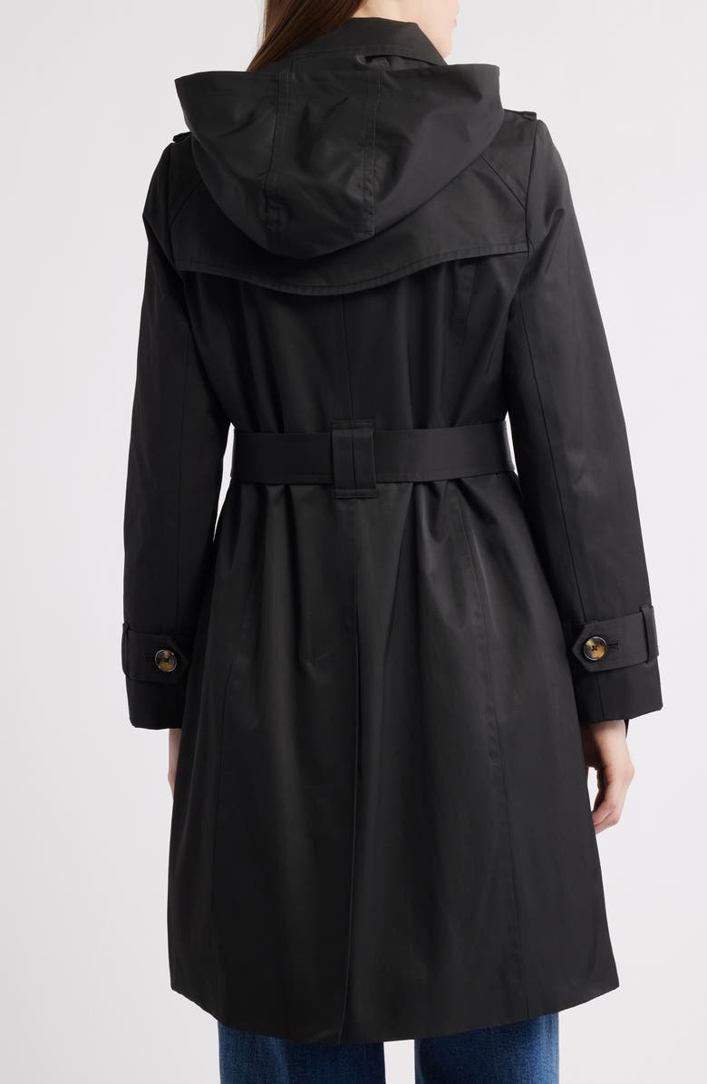 London Fog Double Breasted Trench Coat, Alternate, color, Black