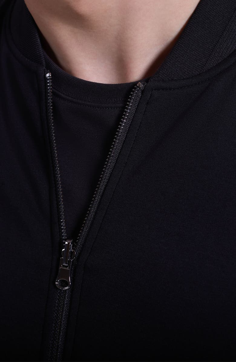 Bugatchi Soft Touch Knit Reversible Bomber Jacket, Alternate, color, Black