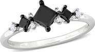Julianna B. Black & White Diamond Princess-Cut 3-Stone Ring 14k