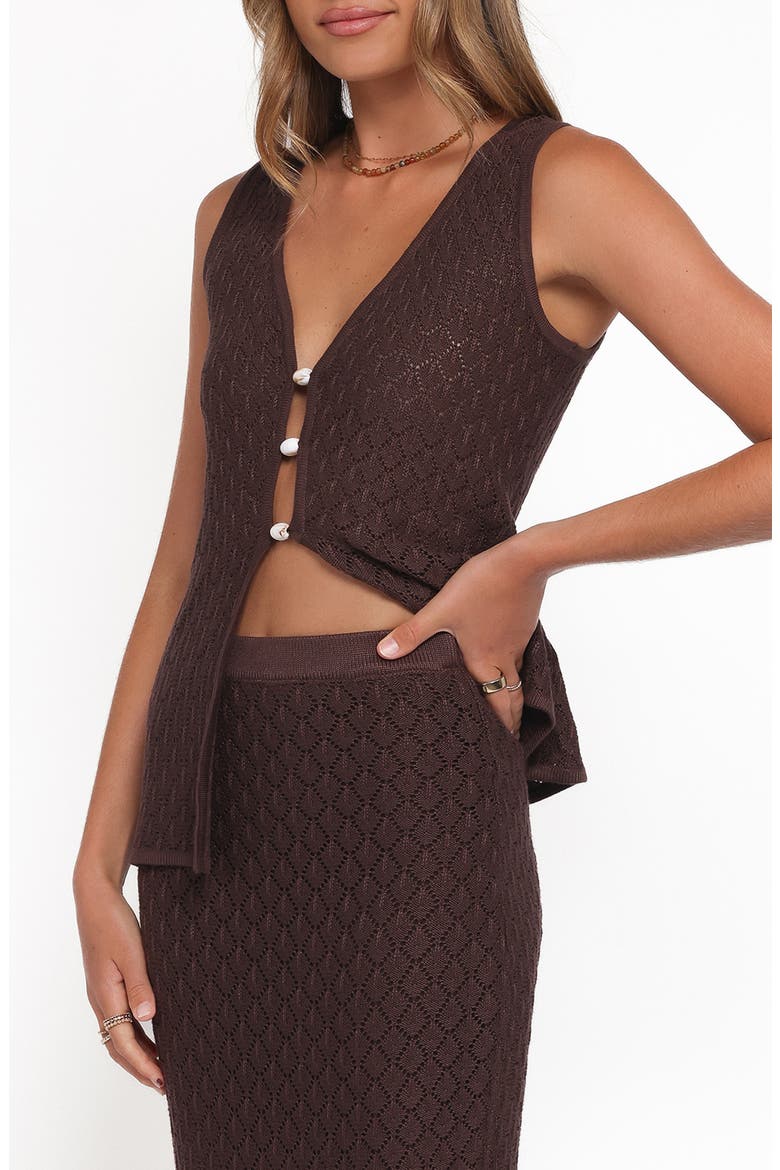 Asplie Pointelle Sweater Vest, Alternate, color, ESPRESSO