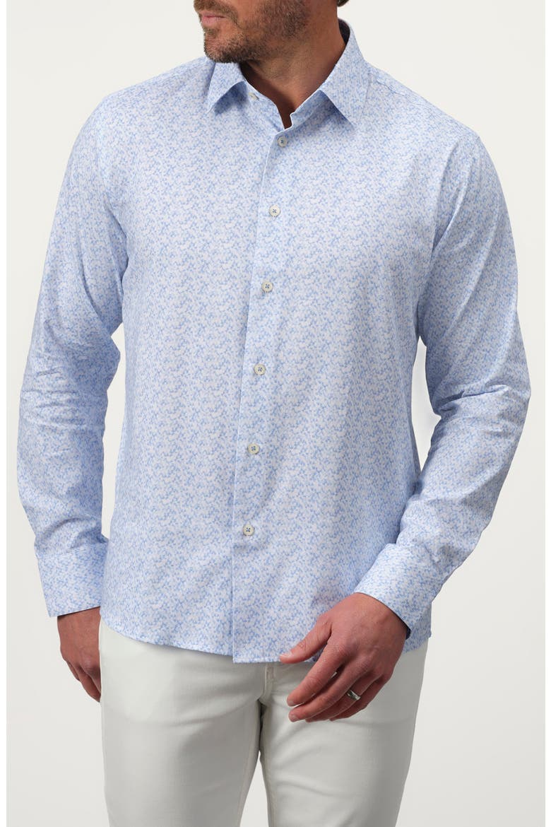 Sky Mirage Stretch Supima Cotton Button-Up Shirt, Main, color, LAKE