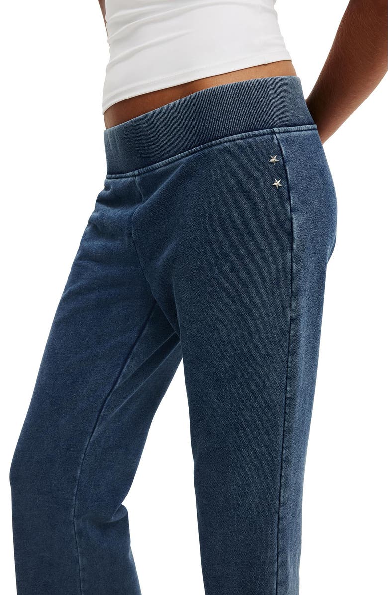 Cotton On Women's Low Rise Bootleg Sweatpant, Alternate, color, Indigo Dye