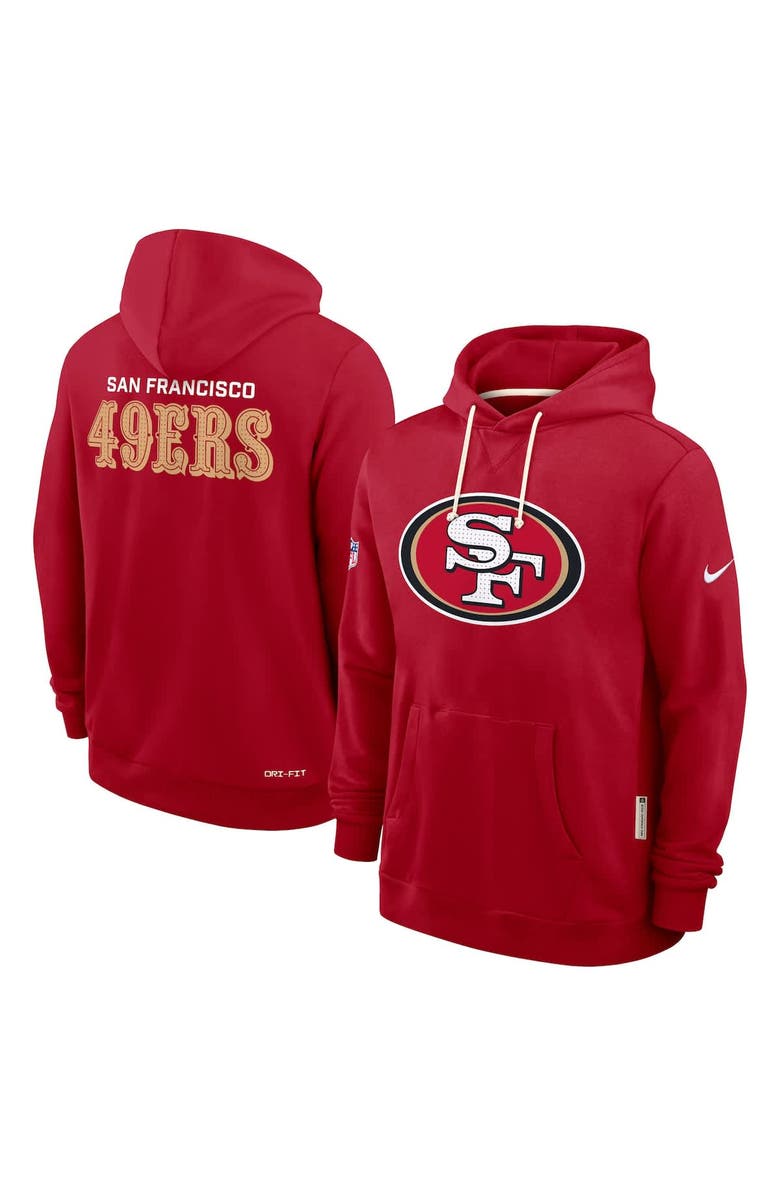 Nike Men's Nike Scarlet San Francisco 49ers Sideline Standard Issue Initial Home Dri-FIT Hoodie, Alternate, color, 