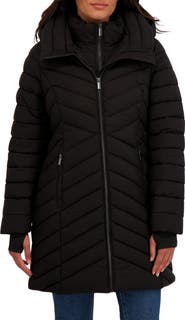 Sebby Water Resistant Stretch Chevron Quilted Jacket with Bib