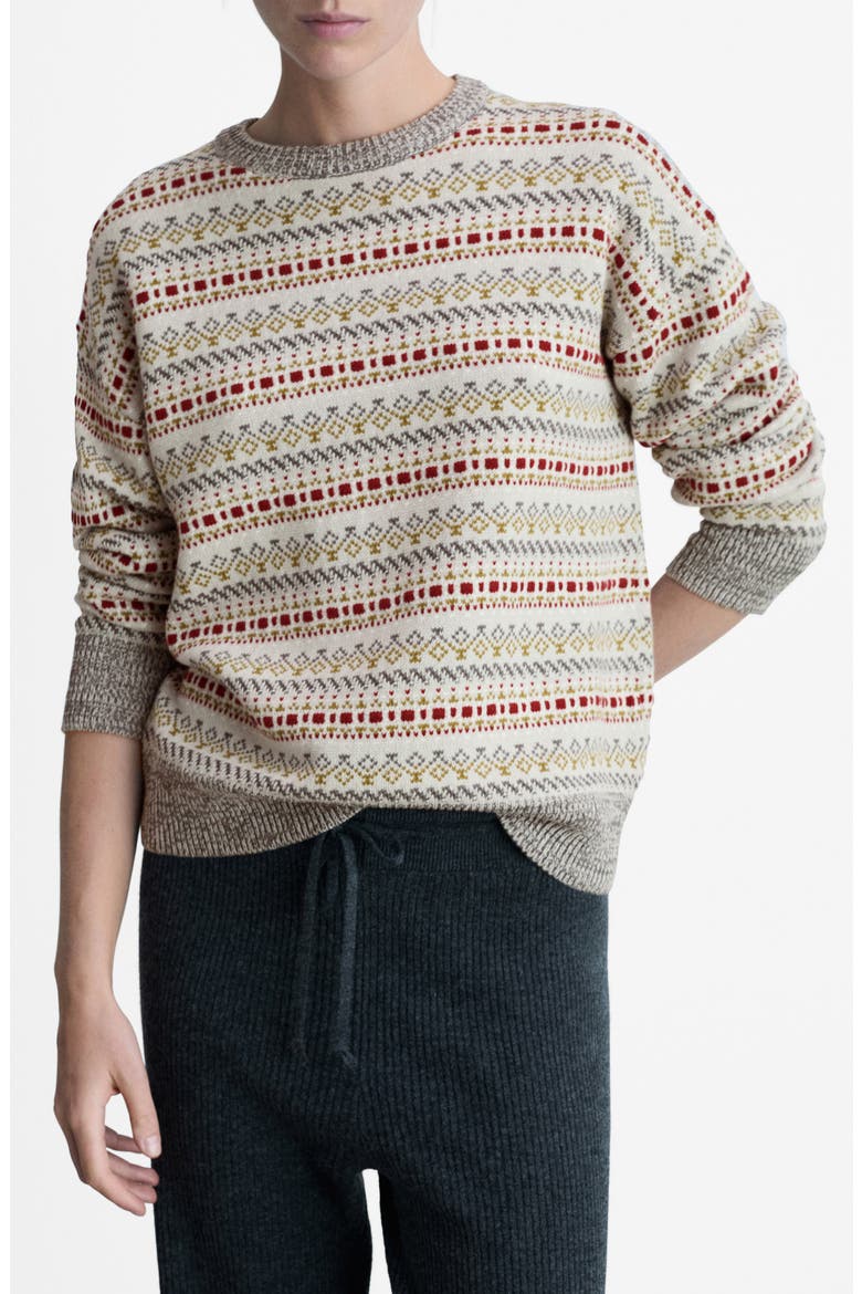 Geometric Jacquard Crewneck Sweater, Main, color, GREY