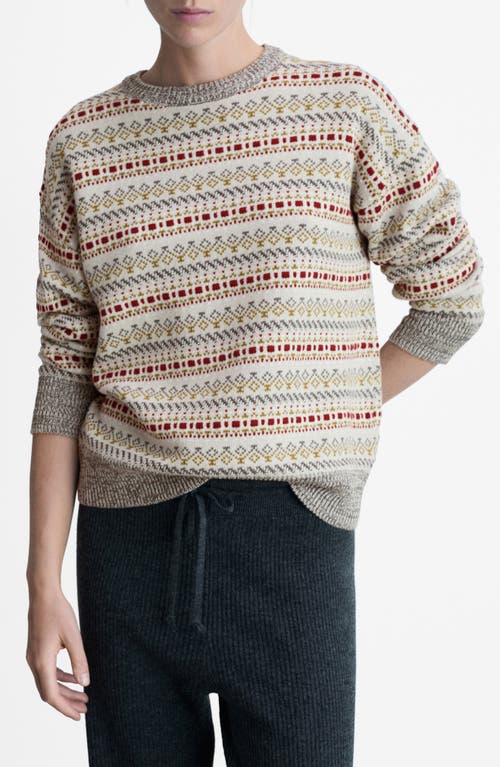 Mango Geometric Jacquard Crewneck Sweater In Grey