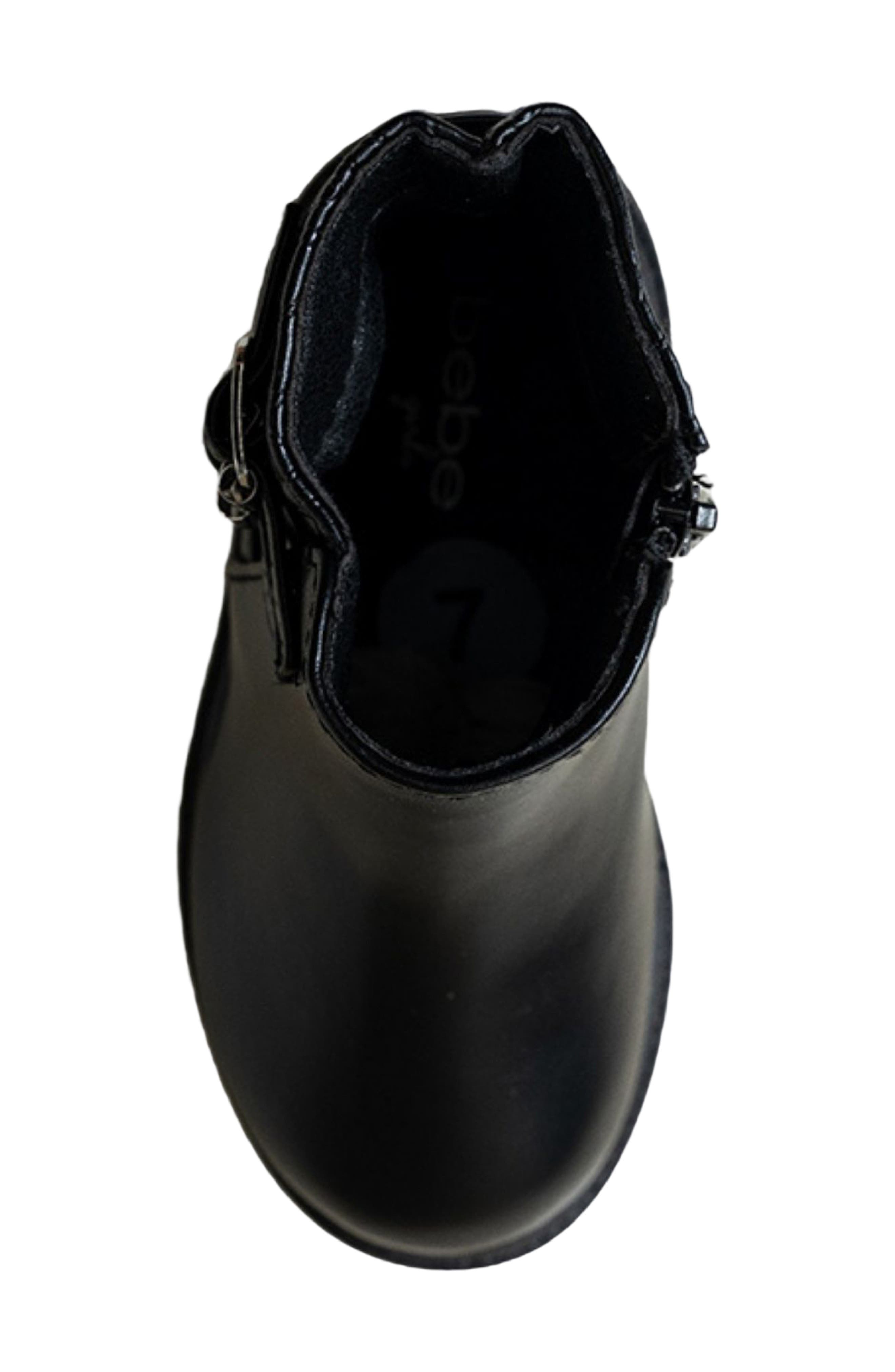 Kids' Faux Leather Buckle Bootie, Alternate, color, BLACK