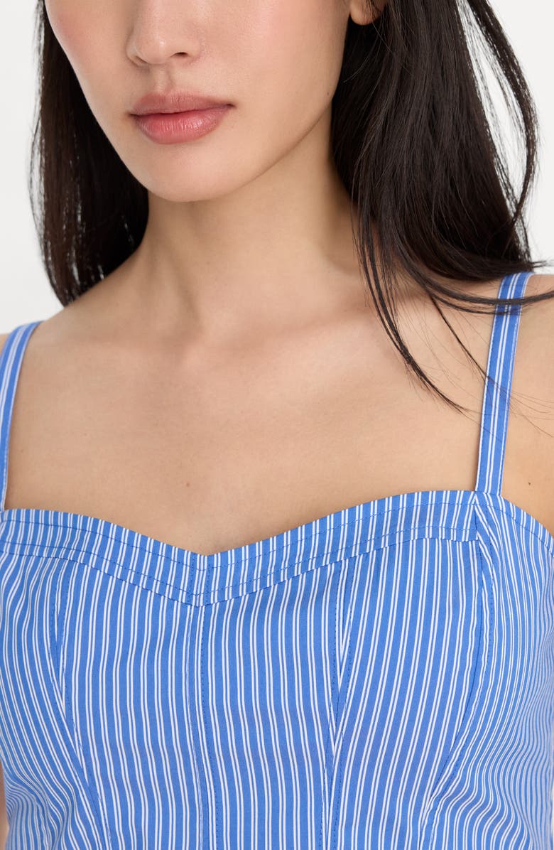 Good American Stripe Crop Poplin Bustier Top, Alternate, color, Blue White Stripe