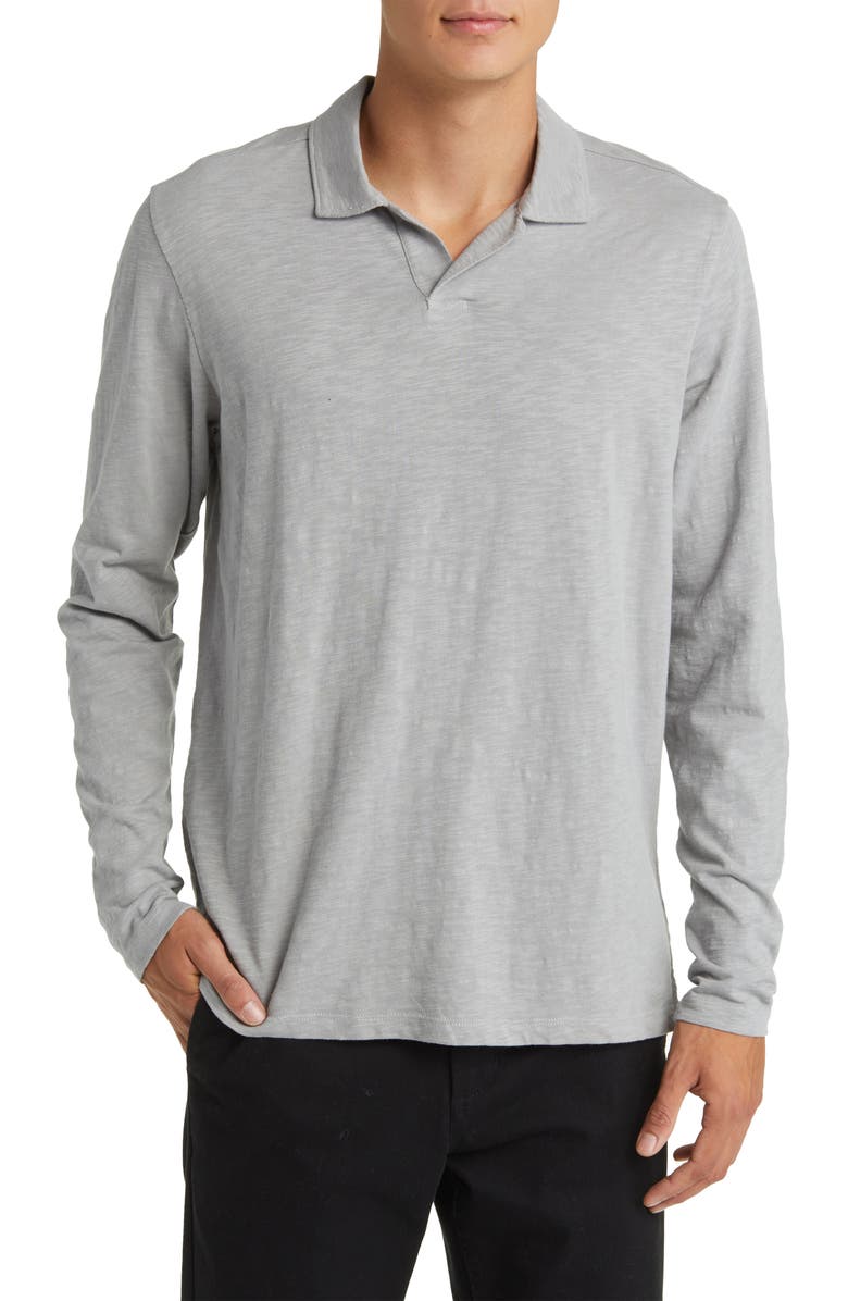 Treasure & Bond Johnny Collar Cotton Polo, Main, color, Grey Monument