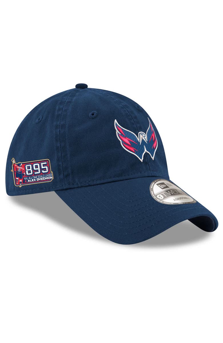 New Era Men's New Era Alexander Ovechkin Navy Washington Capitals NHL All-Time Goals Leader Side Patch 9TWENTY Adjustable Hat, Main, color, 