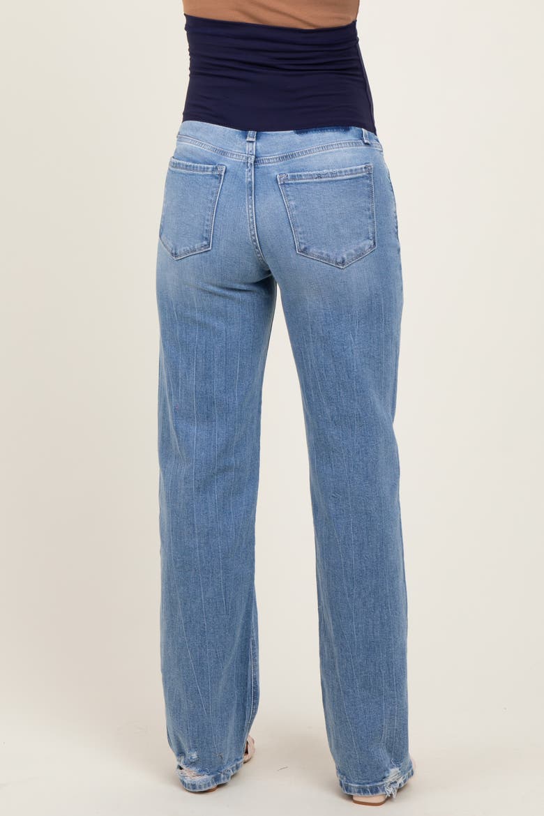 Distressed Knee Slim Fit Wide Leg Maternity Jeans, Alternate, color, Light Blue