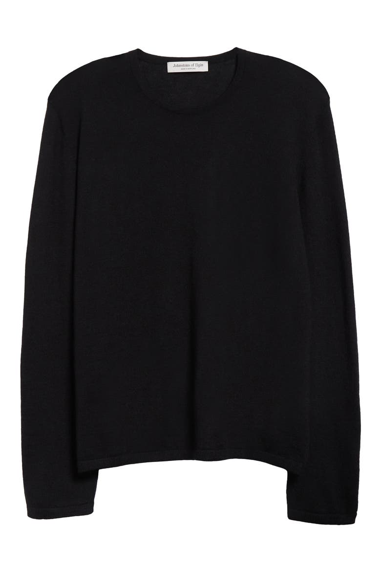 Cashmere Crewneck Sweater, Alternate, color, BLACK