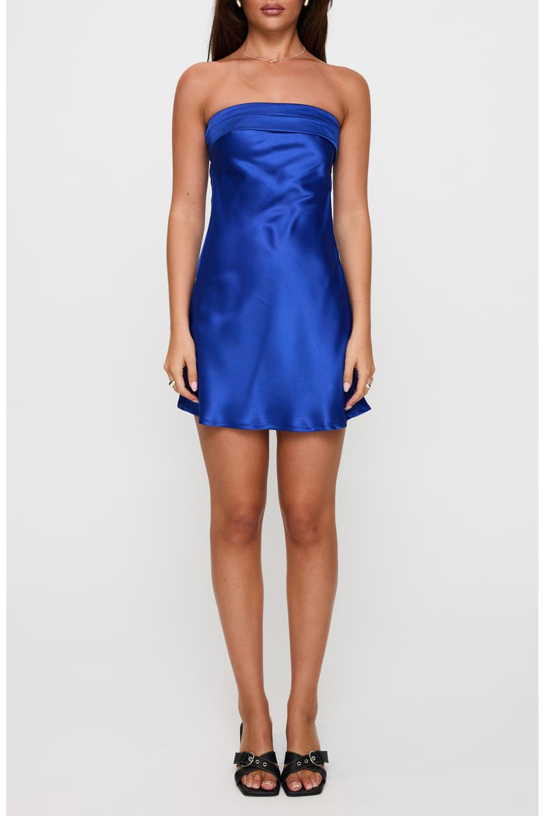 Phillipa Strapless Satin Minidress, Main, color, COBALT