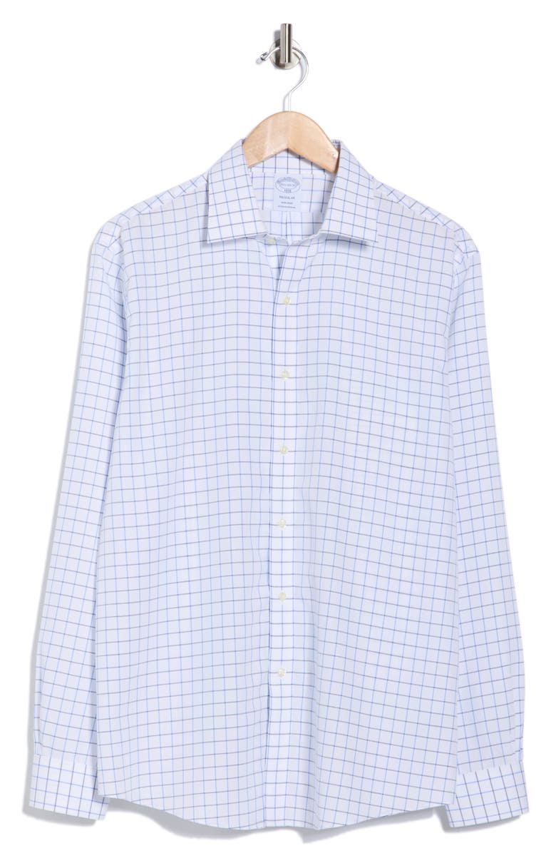 Brooks Brothers Regular Fit Grid Print Button-Up Shirt, Alternate, color, Blue