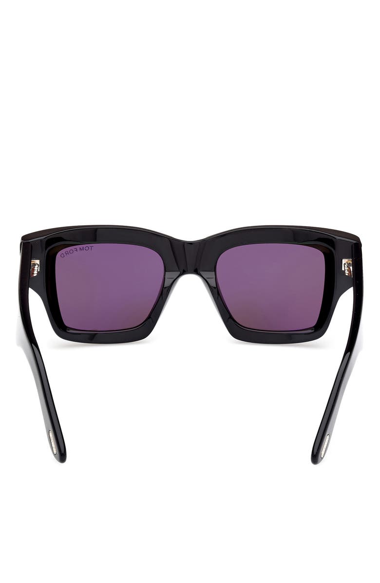 TOM FORD Ilias 50mm Square Sunglasses, Alternate, color, Shiny Black / Smoke