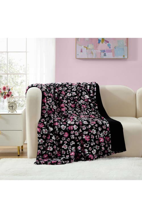 Betsey Johnson Leopard Rosettes Throw Blanket In Black