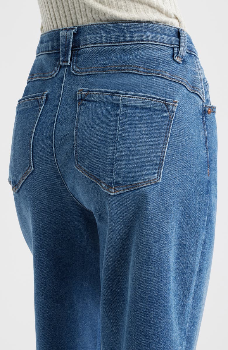 Wit & Wisdom Wyatt Skyrise Frayed High Waist Ankle Wide Leg Jeans, Alternate, color, Mid Blue