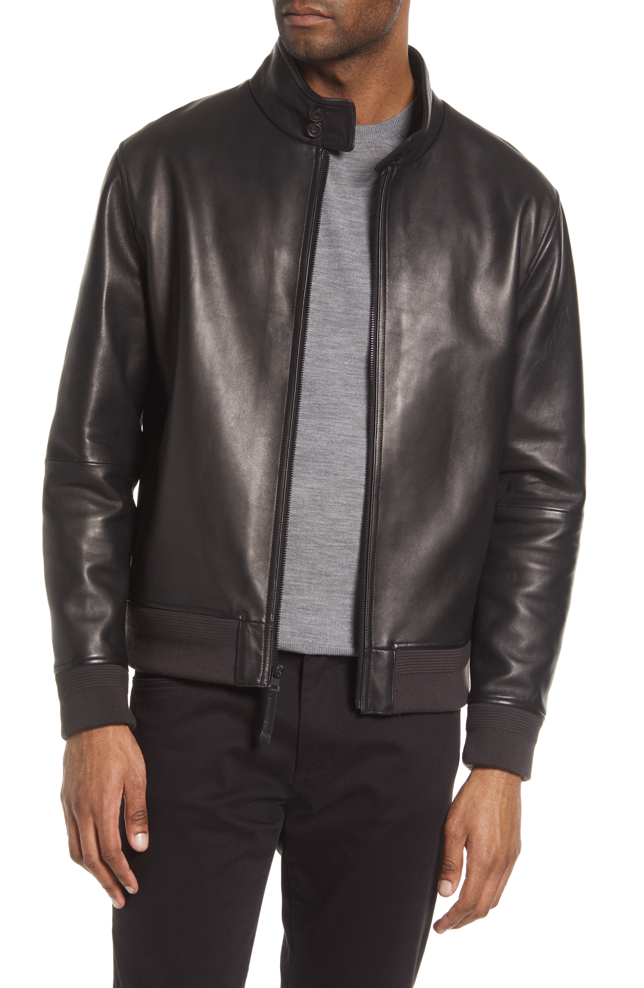 Vince Harrington Leather Bomber Jacket