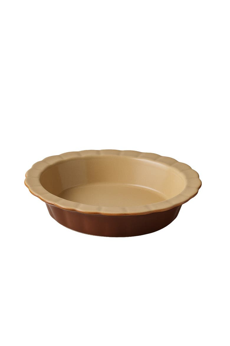 Vintage French Stoneware Oval Pie Dish, Main, color, Brown