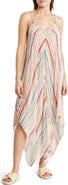 Elan Stripe Asymmetric Hem Cover-Up Sundress