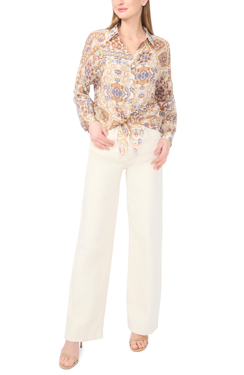 Halogen<sup>®</sup> Long Sleeve Tie Hem Button-Up Shirt, Alternate, color, Emperador Multi Print