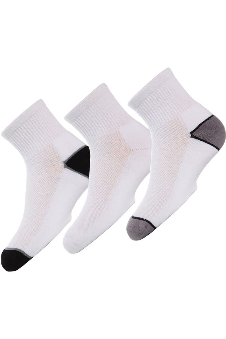 Quarter-Crew Kids Sport Socks 3-Pack, Main, color, Black-White-Gray