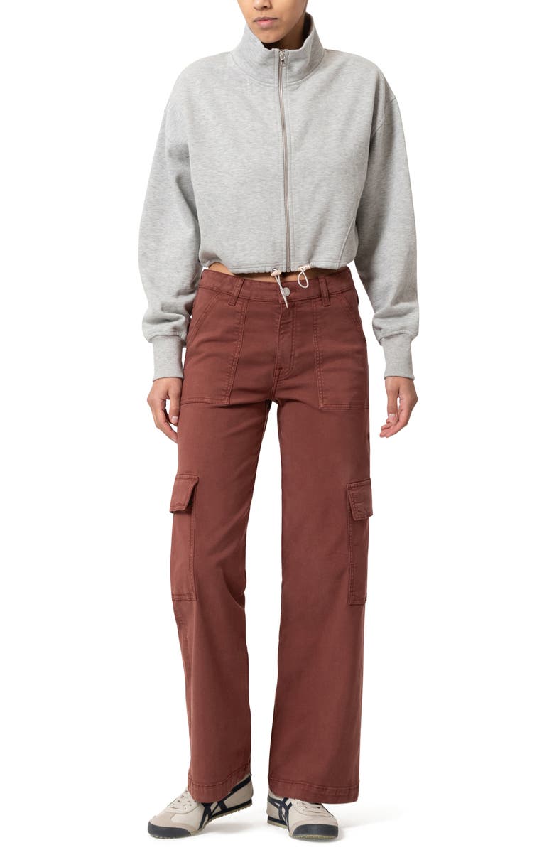 Mavi Jeans Alva High Waist Straight Leg Cargo Pants, Alternate, color, Cherry Luxe Twill