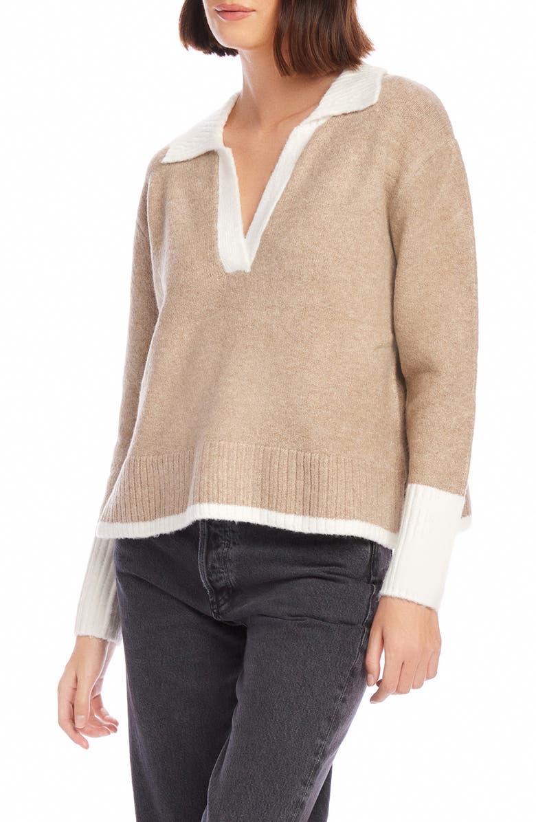 FIFTEEN TWENTY Mila Contrast Polo Sweater, Alternate, color, 