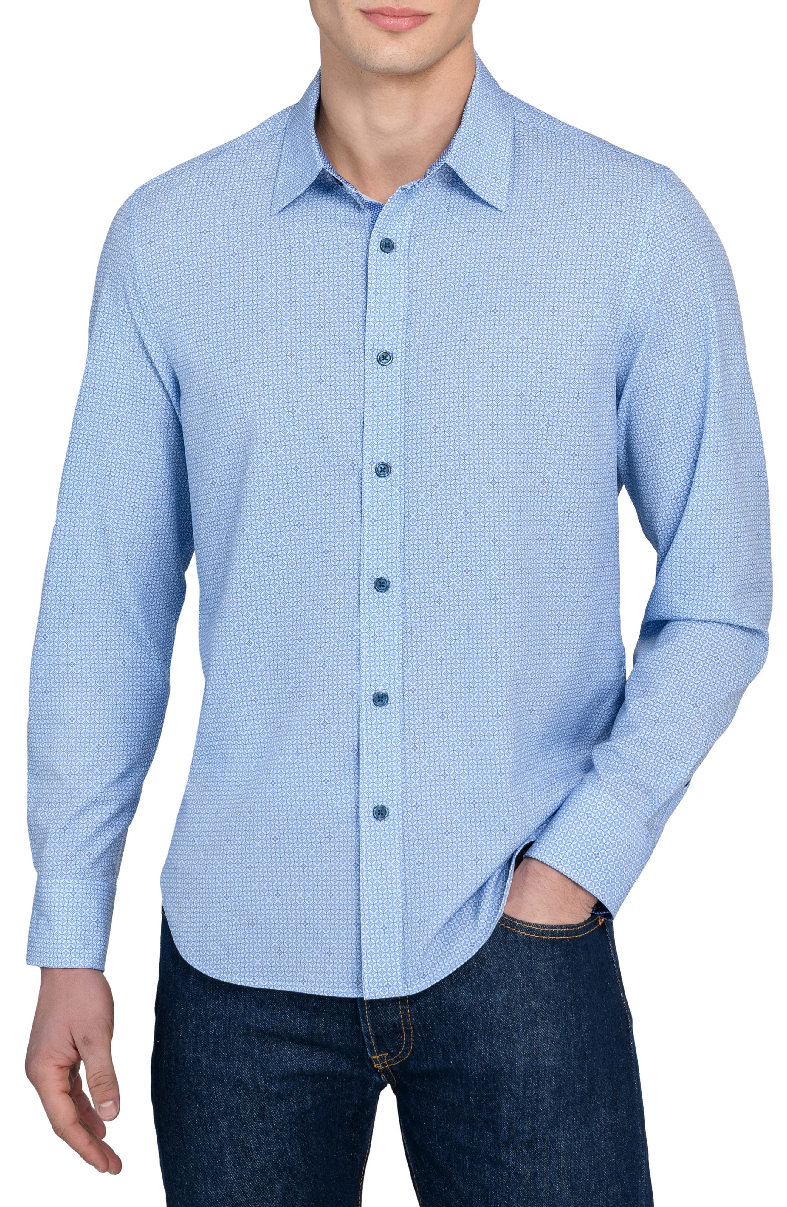 CONSTRUCT Qua Geo Print Stretch Dress Shirt