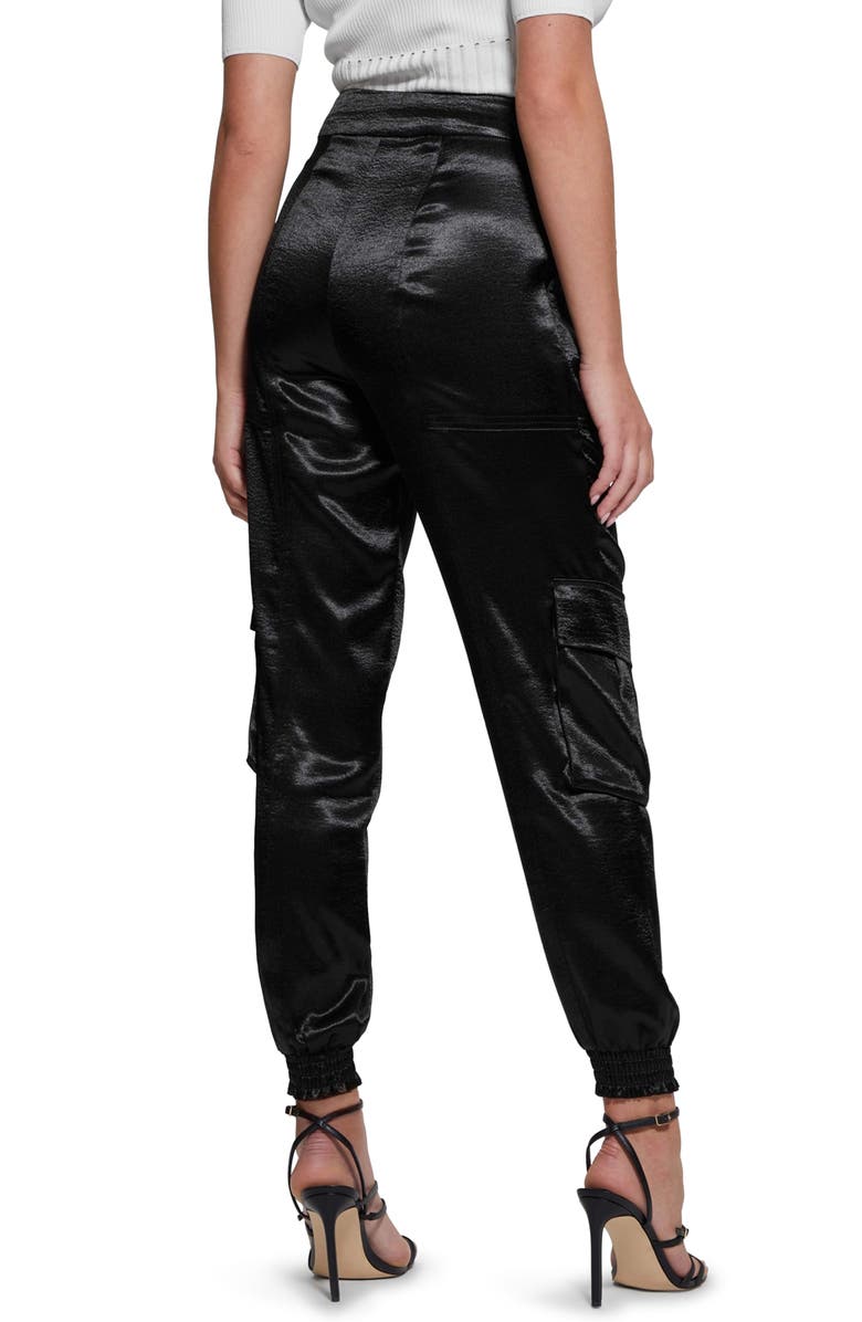 GUESS Soundwave Textured Satin Cargo Pants, Alternate, color,
