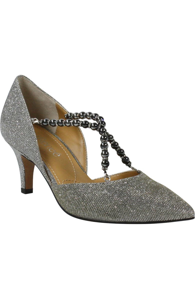 J. Reneé Zayna Convertible Pointed Toe Pump, Main, color, Pewter Glitter