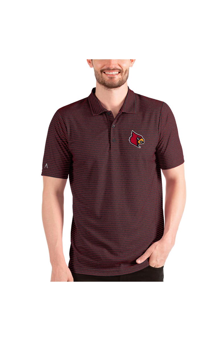 ANTIGUA Men's Antigua Heathered Black/Red Louisville Cardinals Esteem Polo, Alternate, color,