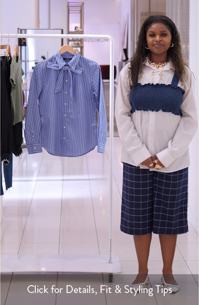 Stripe Cotton Button-Up Shirt with Removable Tie, sales video thumbnail