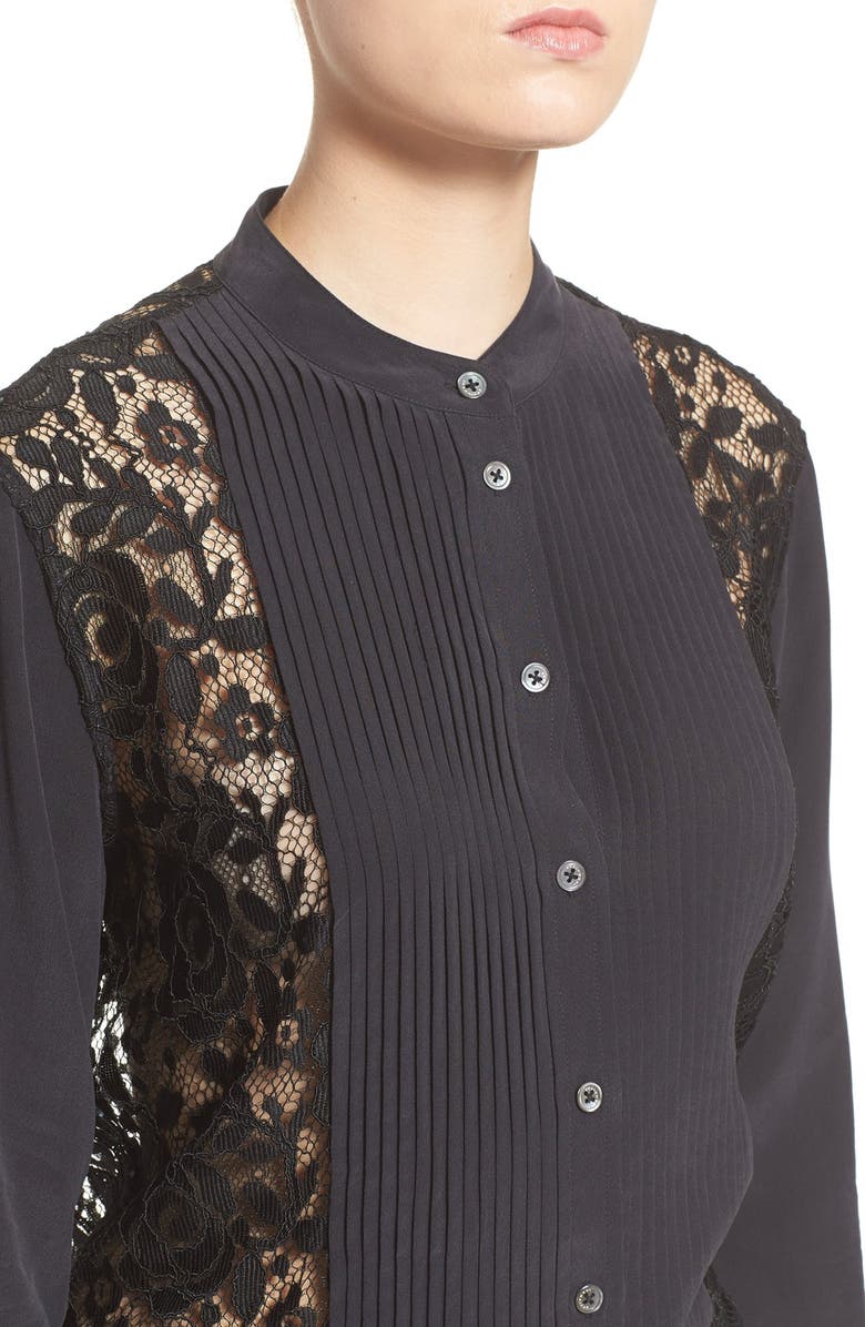 Equipment Lace Panel Tuxedo Shirt, Alternate, color, 