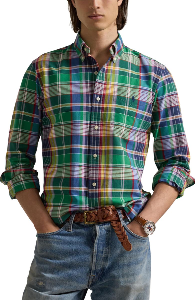 Polo Ralph Lauren Plaid Button-Down Oxford Shirt, Main, color,