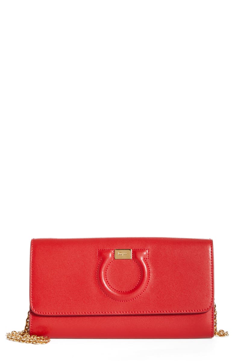 FERRAGAMO Salvatore Ferragamo City Quilted Gancio Leather Wallet on a Chain, Main, color,