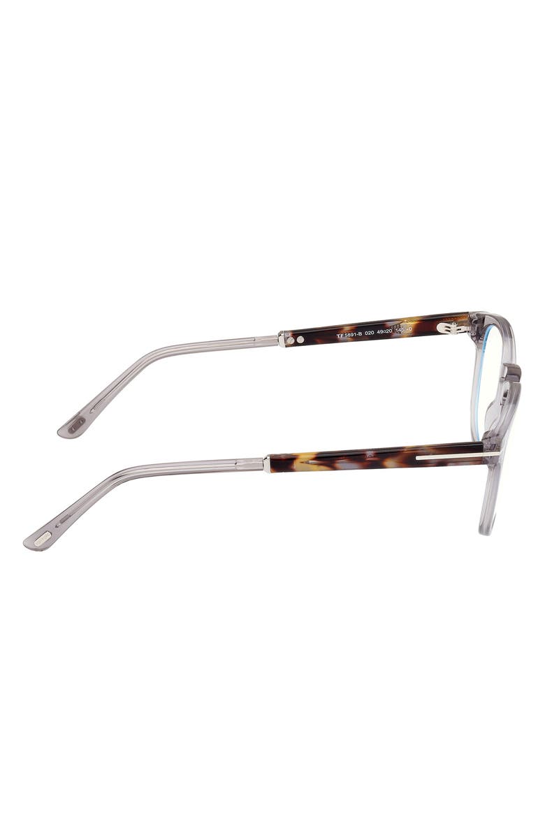 TOM FORD 49mm Round Blue Light Blocking Optical Glasses, Alternate, color, Smoke Grey Palladium