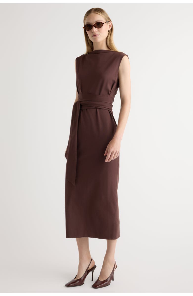 Modern Citizen Edina Tie-Front Slit-Neck Dress, Alternate, color, Mulberry