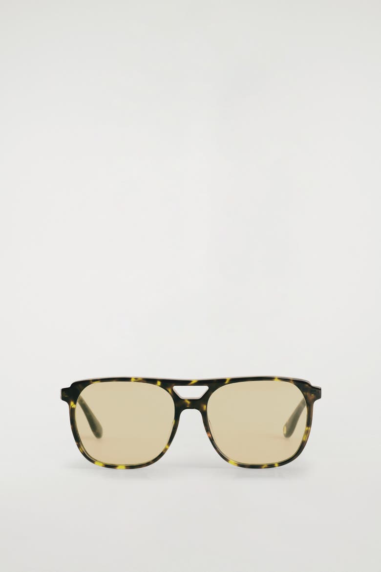 Square-Frame Aviator Sunglasses, Alternate, color, TORTOISESHELL / YELLOW