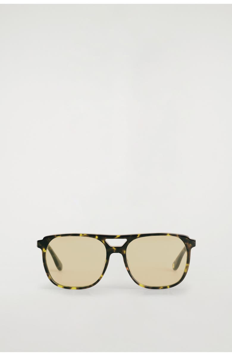 COS Square-Frame Aviator Sunglasses, Alternate, color, Tortoiseshell / Yellow