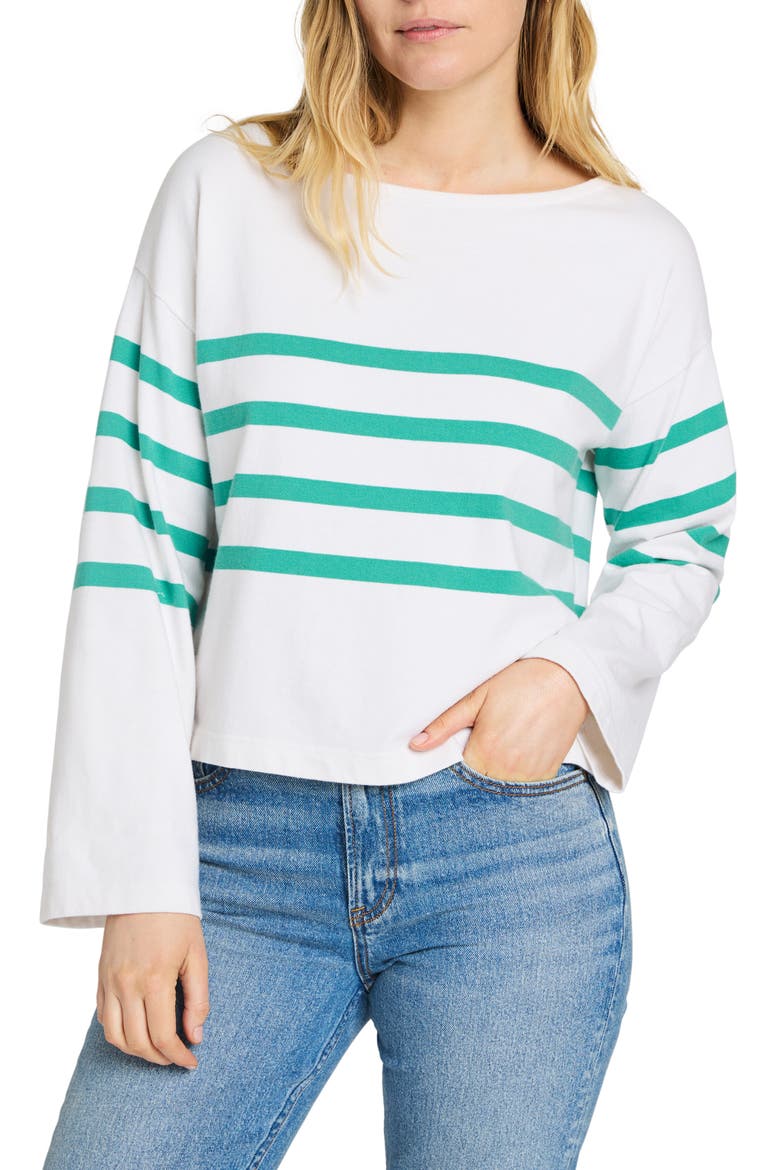 Rugby Stripe Organic Cotton Boat Neck T-Shirt, Main, color, GREENCAPE STRIPE