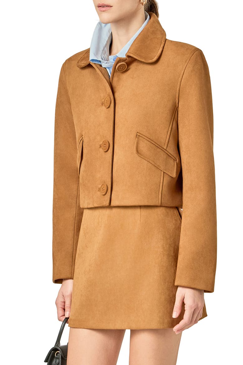 Faux Suede Jacket, Alternate, color, CAMEL