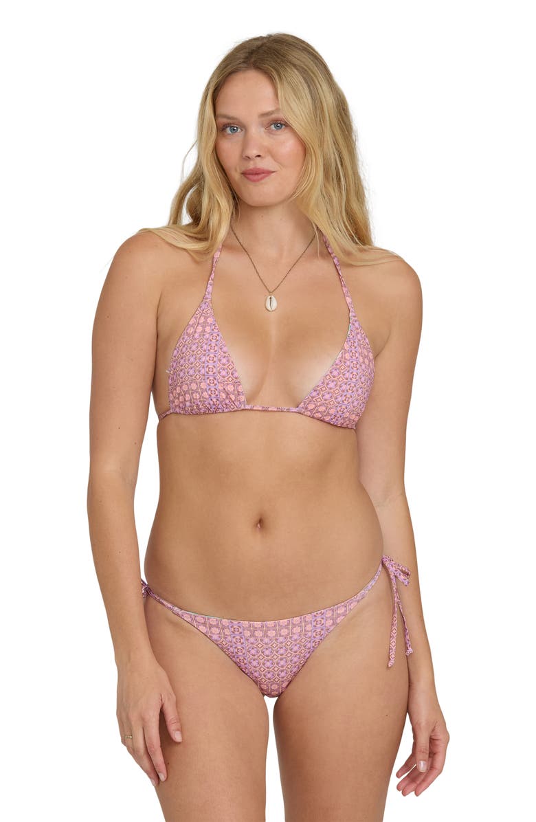 Billabong Dreamy Daze Reversible Tanga Side Tie Bikini Bottoms, Alternate, color, Sweet Lilac