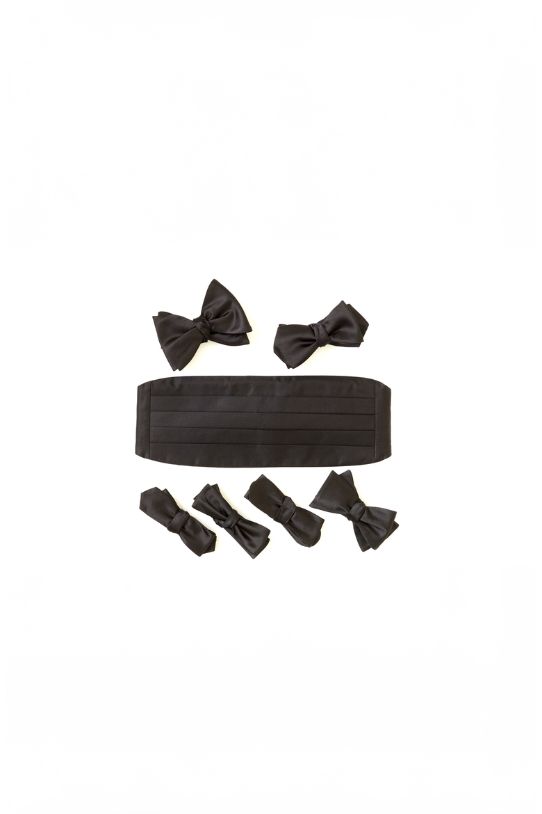Black Charmeuse Silk Woven Bow Tie, Alternate, color, Self-Tie